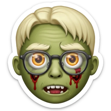 make a zombie emoji with a nose piercing and glasses sticker