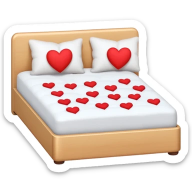 fully white bed with hearts sticker