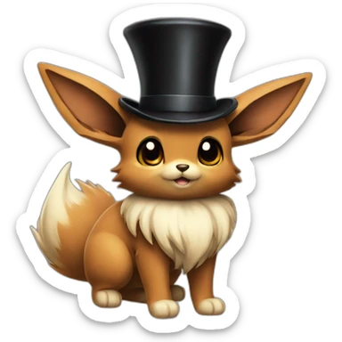 Eevee with a black top hat sticker