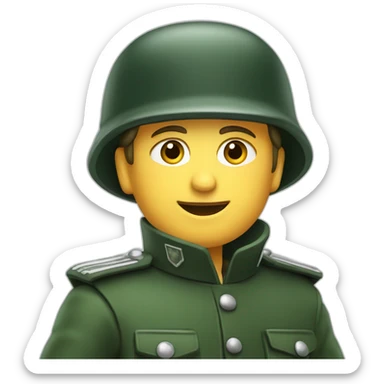 german soldier with a dark green costume, he has his richt hand in tyhe air with his fingersspread. sticker
