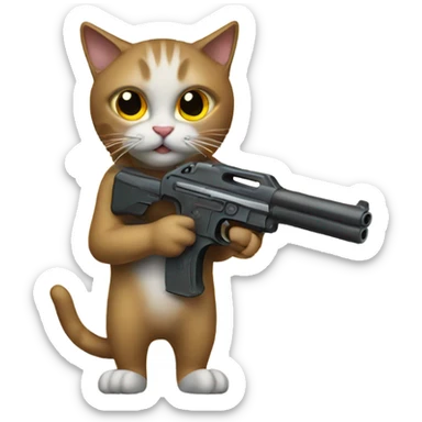 Cat-with-gun sticker