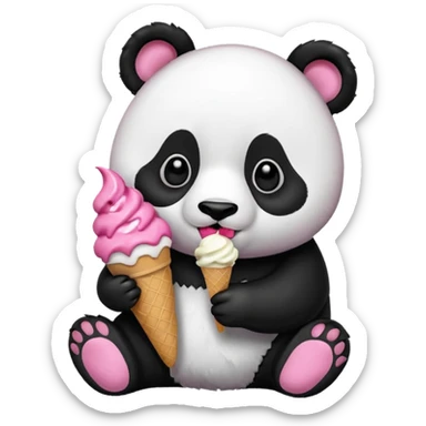 Panda eating ice cream sticker