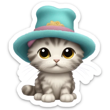 A kitten wearing a hat  sticker