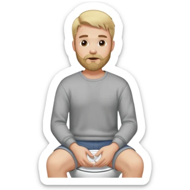 A blonde bearded man wearing a sweatshirt while sitting on a toilet sticker