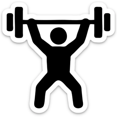 gym icon showing a person lifting weights sticker