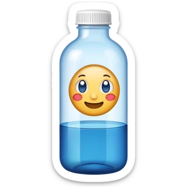 emoji with a white lid and a blue bottle sticker