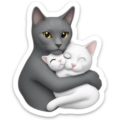 White grey cat cuddling brunette lady sticker