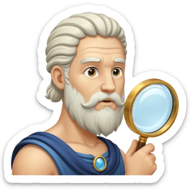 Zeus de perfil mirando con una lupa de sticker