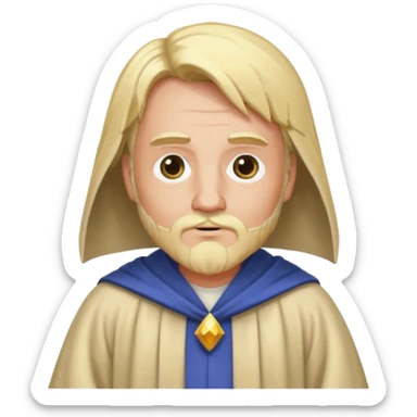 beardless wizard with bob-cut blonde hair and one blocked eye sticker