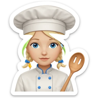 Blonde blue eyed female chef sticker