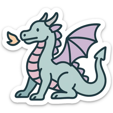 dragon, symbol of the year in feng shui, Chinese eastern style, thin clean contours, soft rounded shapes, pastel palette #98B5BC, #B5B3C1, #C9A3C9, #E4C0CA, #F7DCD1, #F7C0AA, detailed shadows and highlights, soft lighting, transparent background, less cute, no decorative elements sticker