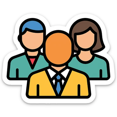 group of people, professional easy to recognize color outline icon style, for website navigation sticker