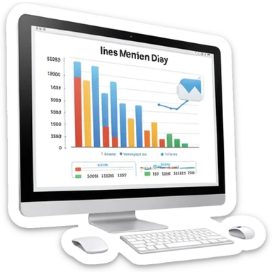 computer screen displaying a single presentation slide with a title line and a chart  sticker