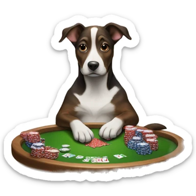 Dog playing poker sticker