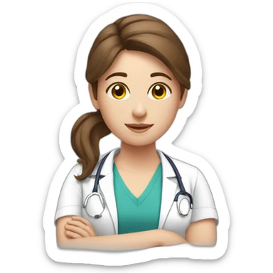 physiotherapist girl brown hair working with patients sticker