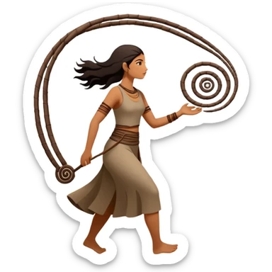 una figura humana sencilla como pintura rupestre caminando hacia una montaña la montaña hecha con líneas curvas primitivas
un animal totémico minimal 
un espiral tipo energía ancestral de fondo 
una mano prehistórica adaptada a ícono
Con una runa moderna inspirada en naturaleza sticker