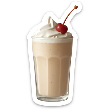 Remove the background and keep only the realistic glass of milkshake with whipped cream and cherry with a transparent background in photorealistic style. sticker