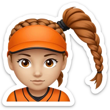 Softball player Webster girls braided pony tail orange and black kit  sticker