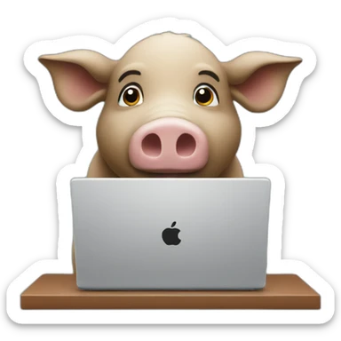 a sow pressing laptop sticker