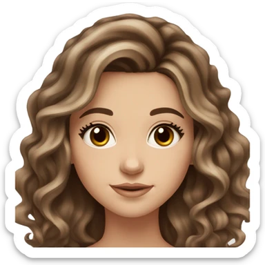 White girl brown eyes with long wavy brown hair with brown highlights balayage  sticker