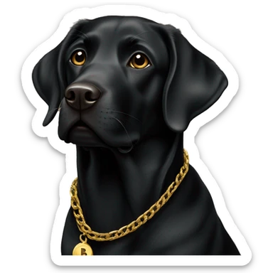 Black Labrador with gold chain b  sticker