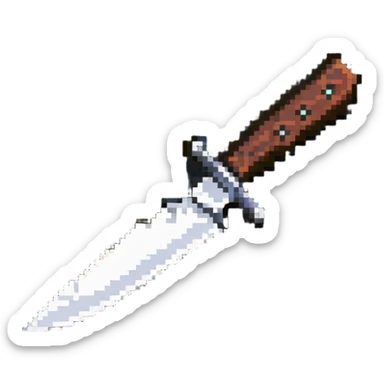 TikTok-inspired knife with blade reversed, pixel art style sticker