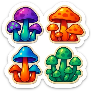 alien mushrooms, mushroom patches, variation 2 sticker