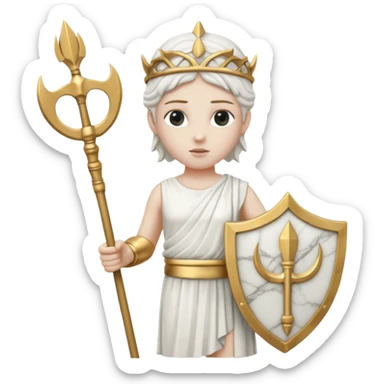 a greek white marble statue holding a marble trident.  sticker