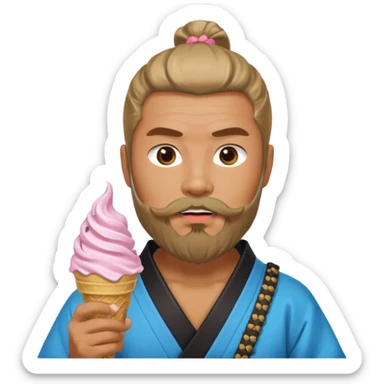 SAMURAI WITH EATING ICE CREAM BEARD GAY sticker