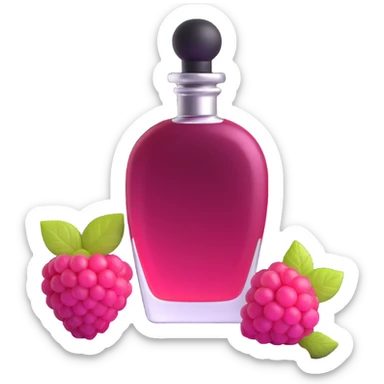 AVON women's perfume bottle next to raspberry bottle sticker