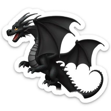 Black dragon flying in the clouds sticker