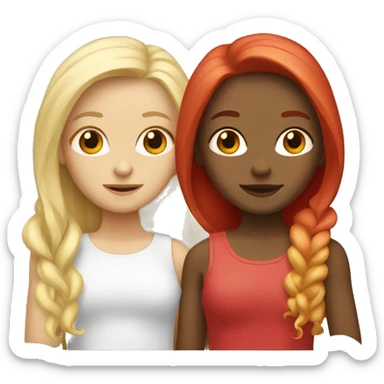 "Two girls, one white with blond hair, one white with red hair." sticker