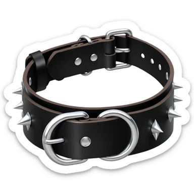 A black collar with spikes and a D ring in the center  sticker