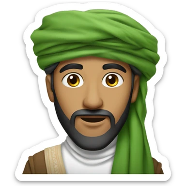 arab bedouine with a green turban sticker