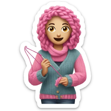knitting with pinkie up sticker