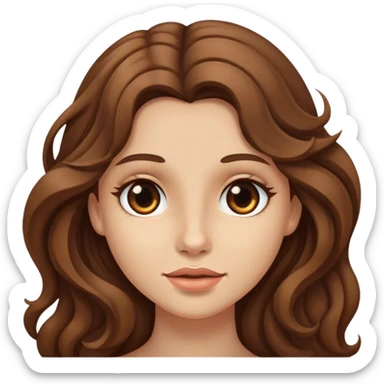 Girl with long brown wavy hair, beige skin  sticker