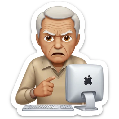 un vieux monsieur enerver devant un pc  sticker