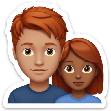 Redhead man in love with brown hair brown girl sticker