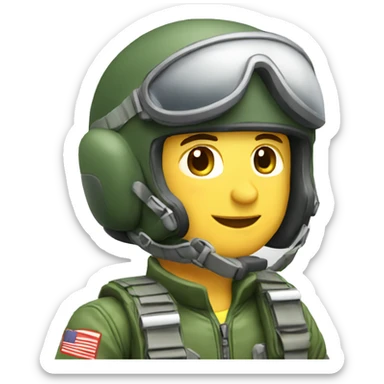 Caucasian male fighter pilot parachuting sticker
