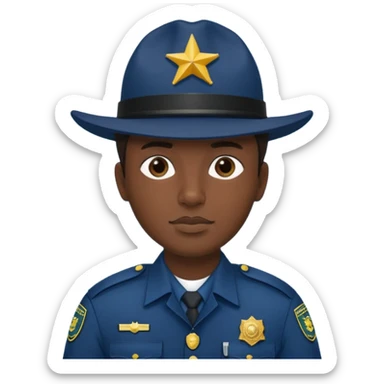 hazme un policia de fronteras con gorro azul oscuro pero sin porra sticker