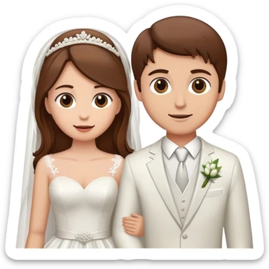 Brown hair bride and groom sticker
