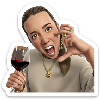 male enjoying wine and jewelry sticker