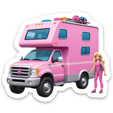 Barbie off-roading rock-climbing dream Winnebago  sticker