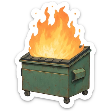 a dumpster fire sticker