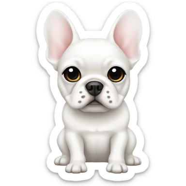 a white frenchie with long hair sticker