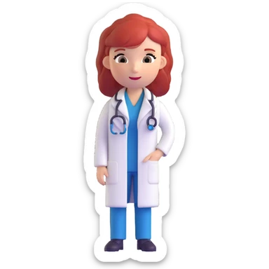 female doctor with red hair sticker