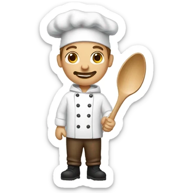 white chef with brown hoodie and a wooden spoon sticker