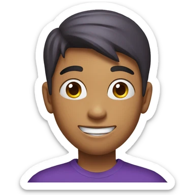 A teenager boy wearing purple t shirt saying good fortune  sticker