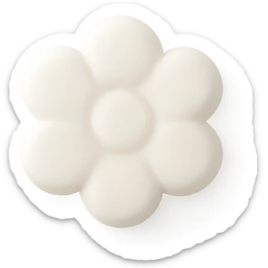 Change the candy to white, keep it flower-shaped, centered, transparent background, no other elements, same style. sticker