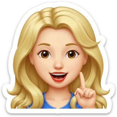 Girl with a finger on her teeth winking make it flirty and keep her hair open sticker